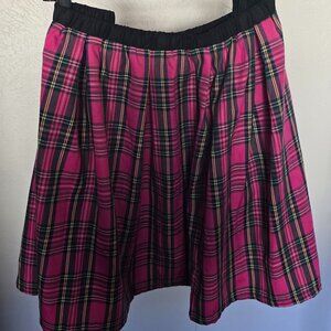 HDE Plus Size Pink Plaid Skirt